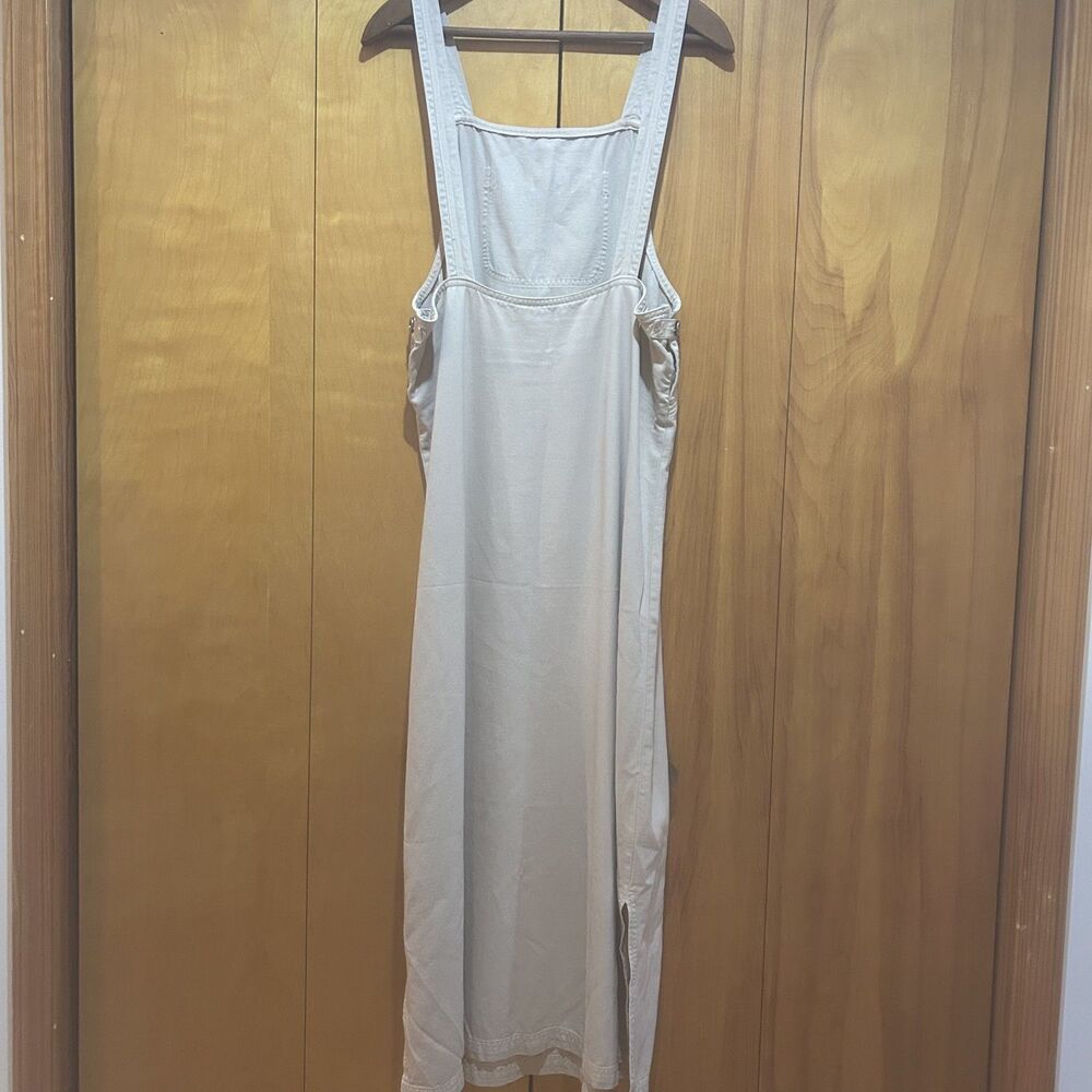 VTG David Dart Overall Dress Size L Y2K Bib Beige Maxi Granola Girl Cottagecore - Picture 5 of 9